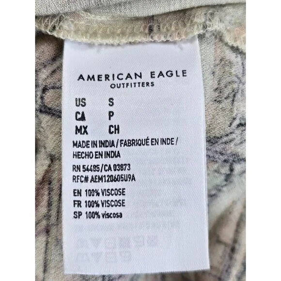 American Eagle Womens Tropical Print Crop Top Spaghetti Straps Size S - Picture 3 of 4